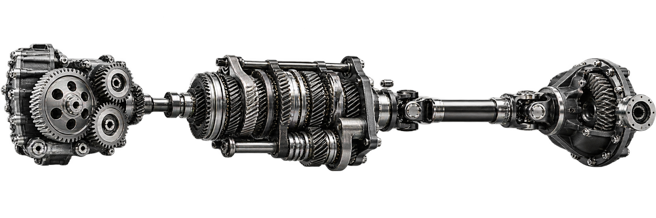 Precision automotive drivetrain progressing from gears to transmission and final drive